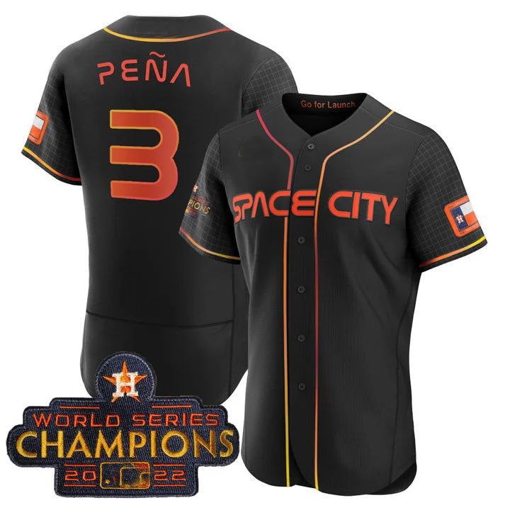 #3 Jeremy Pena Houston Astros 2023 SPACE CITY CHAMPIONS FLEX JERSEY ¨C black ALL STITCHED Baseball Jerseys