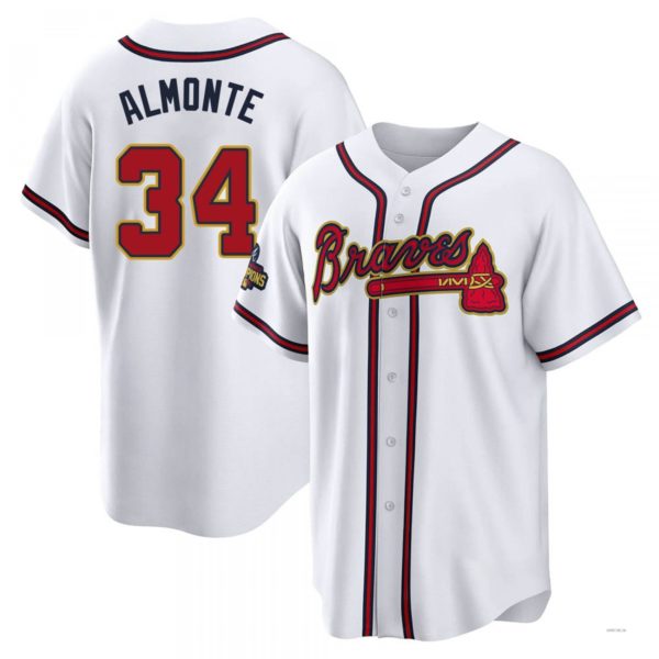 Atlanta Braves #34 Abeoeom Almonte Gold White 2022 Program Jersey Stitches Baseball Jerseys