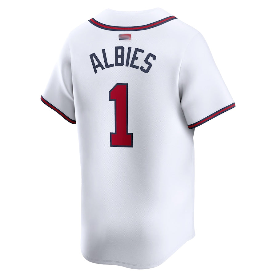 A.Braves #1 Ozzie Albies Player White Home Limited Baseball Jerseys