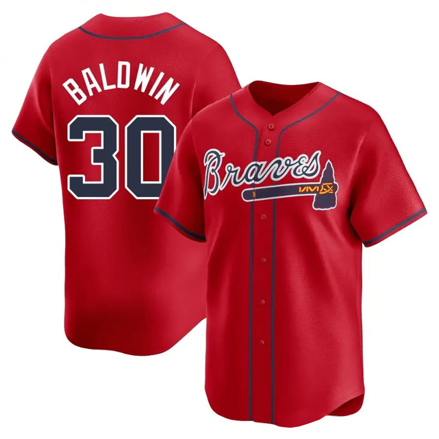 A.Braves #30 Drake Baldwin Player Red Limited Home Baseball Jerseys