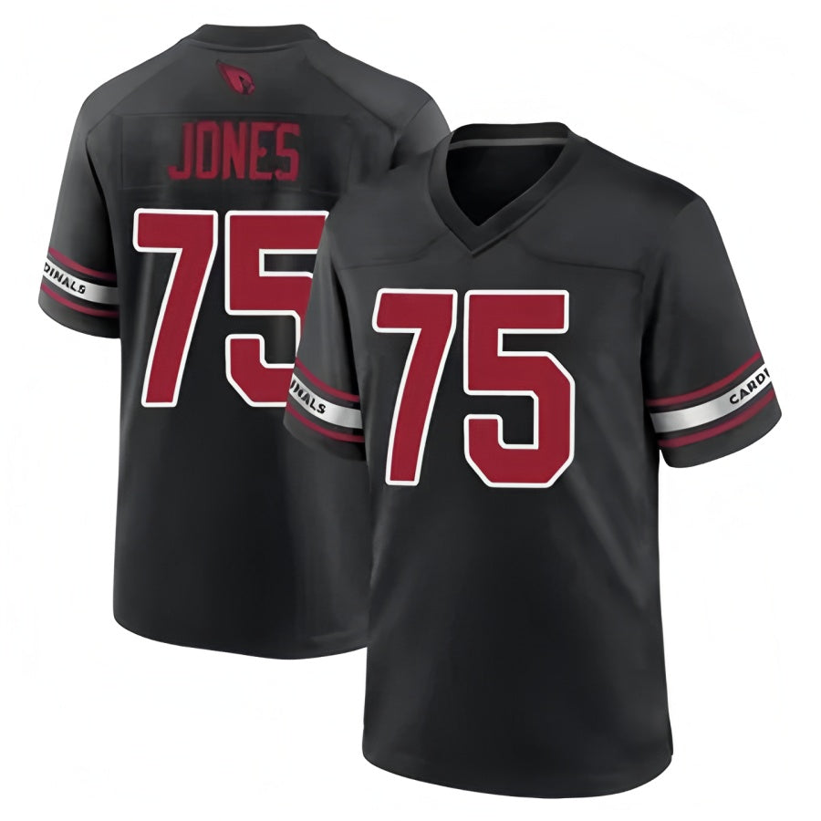 A.Cardinals #75 Christian Jones Player Black Home Game Football Jerseys