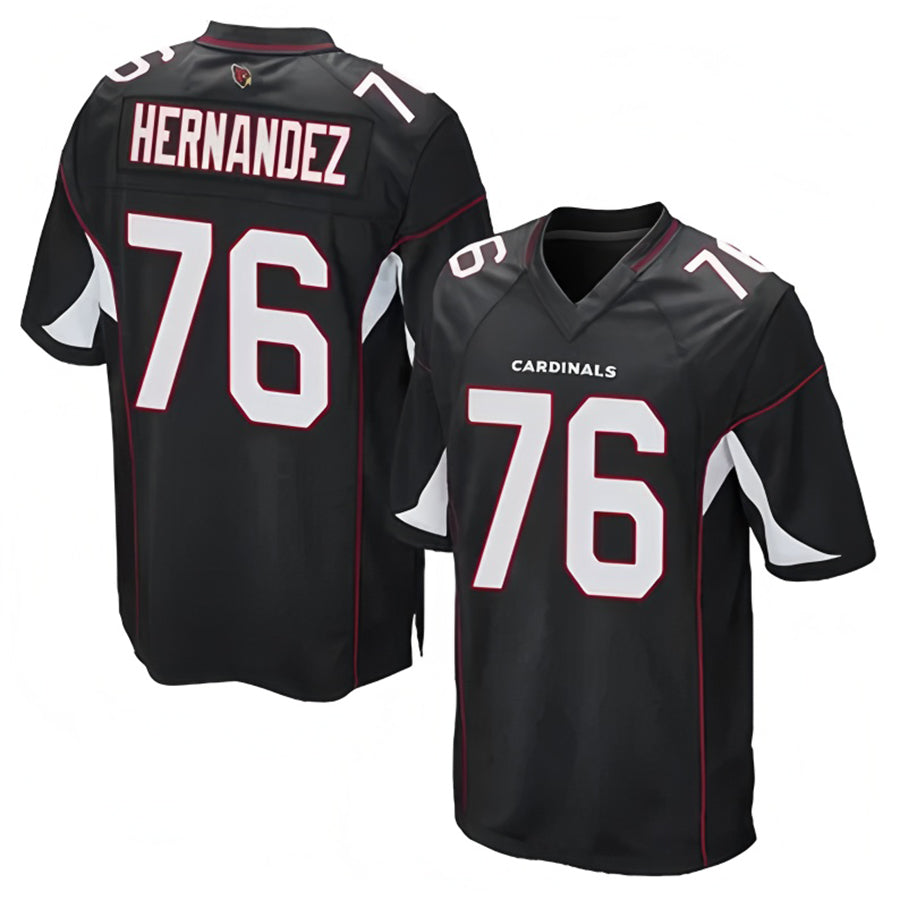 A.Cardinals #76 Will Hernandez Player Black Alternate Game Football Jerseys