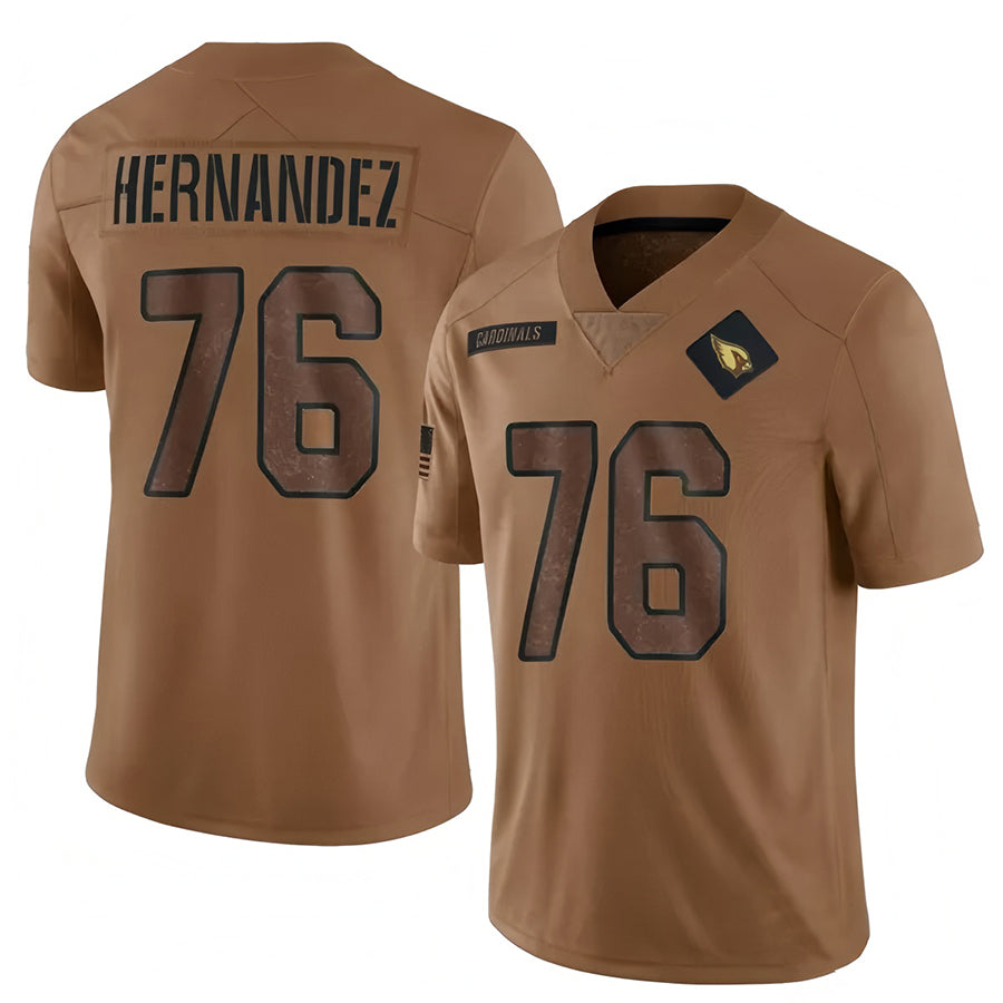 A.Cardinals #76 Will Hernandez Player Brown Salute To Service Limited Football Jerseys