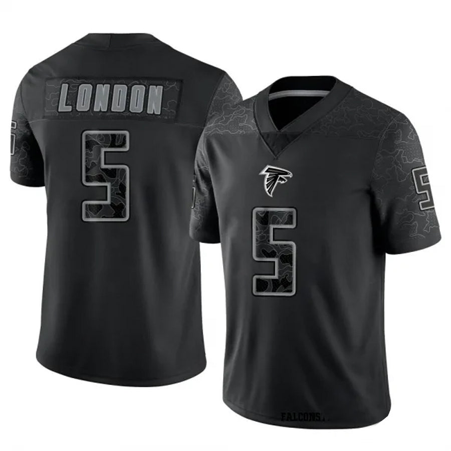 A.Falcons #5 Drake London Player Black RFLCTV Limited Football Jerseys