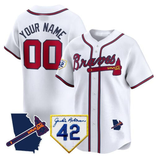 Custom A.Braves Robinson & Georgia Patch Vapor Premier Limited ¨CStitched Baseball Jerseys