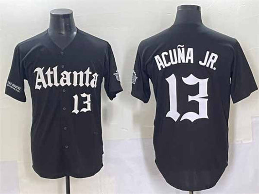 Atlanta Braves #13 Ronald Acuña Jr. Black Gothic South x Outkast Edition Vapor Limited Stitched Baseball Jersey