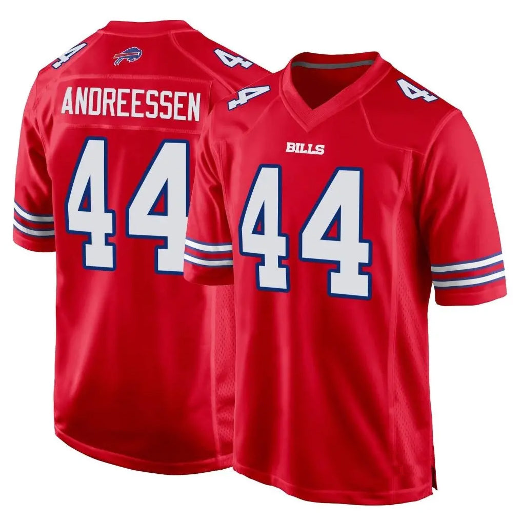 B.Bills #44 Joe Andreessen Player Red Home Game Football Jerseys