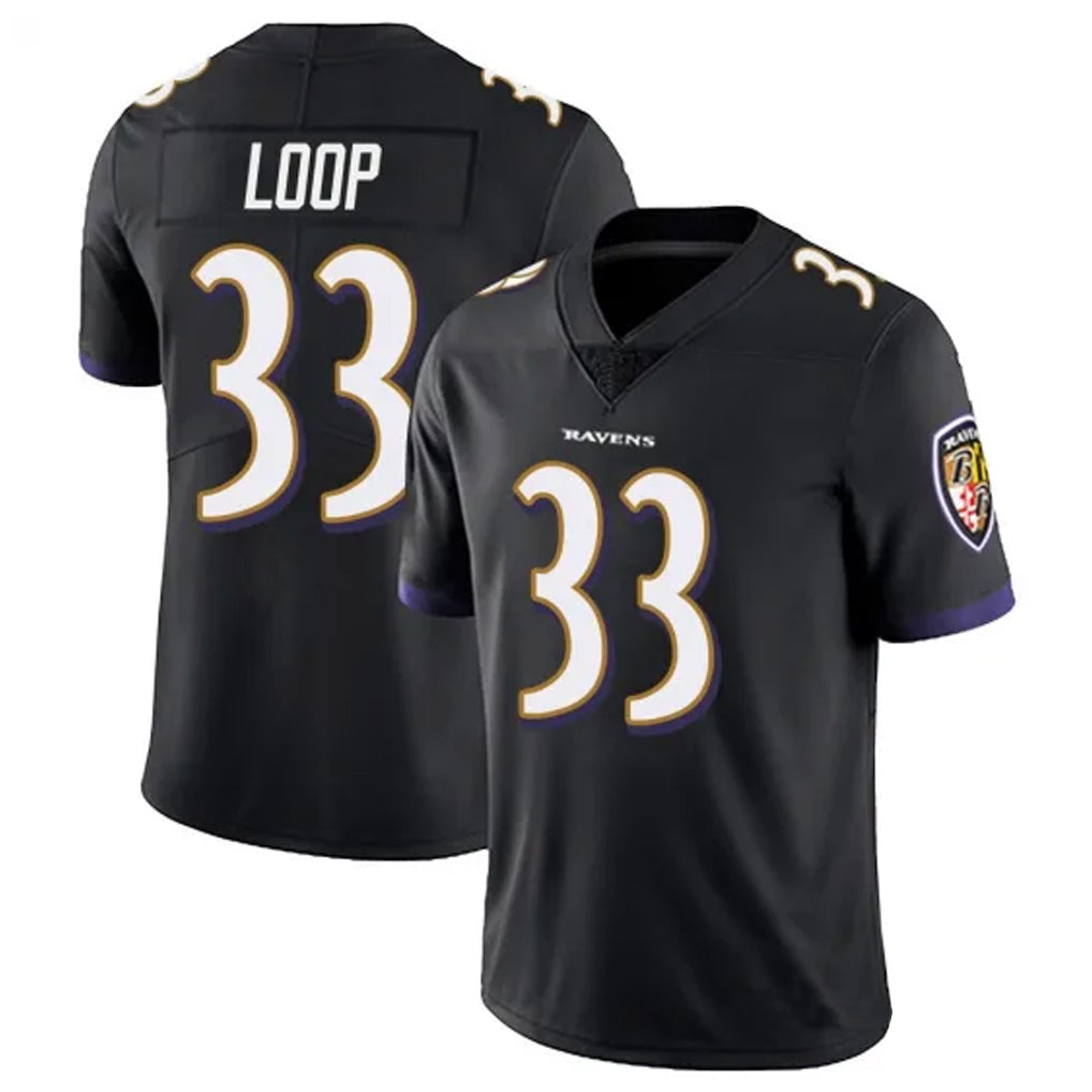 B.Ravens #33 Tyler Loop Player Black Vapor Limited Football Jerseys
