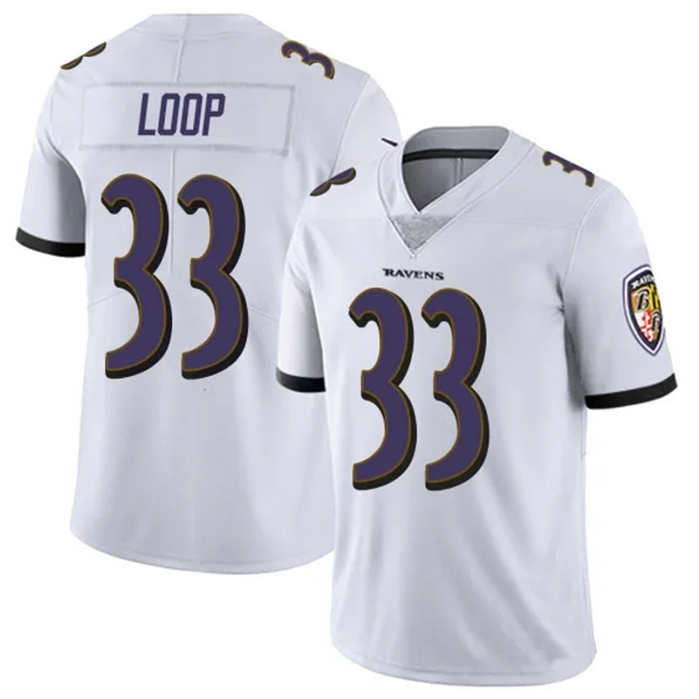 B.Ravens #33 Tyler Loop Player White Vapor Limited Football Jerseys