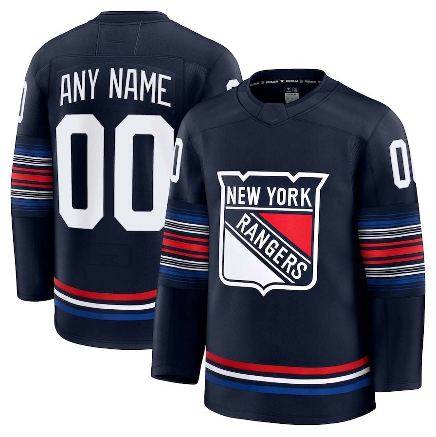 Custom NY.Rangers Fanatics Game Premium Jersey - Navy Stitched American Hockey Jerseys