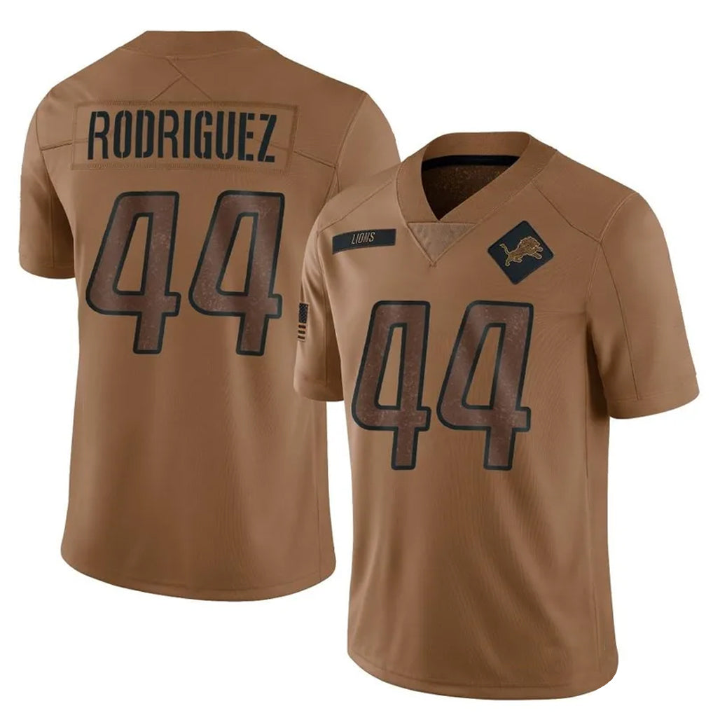 D.Lions #44 Malcolm Rodriguez Player Brown Salute To Service Limited Football Jerseys