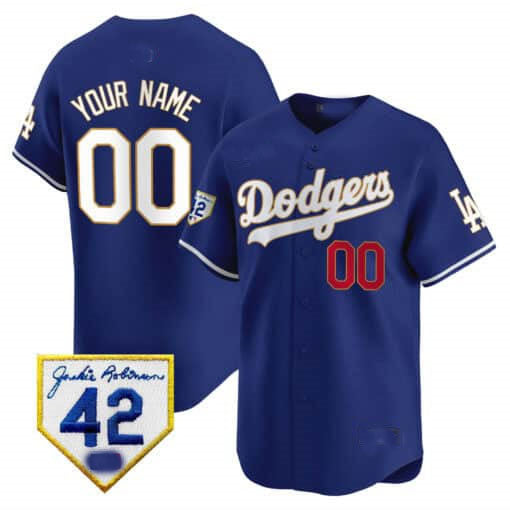 Custom LA.Dodgers Jackie Robinson Patch Vapor Premier Limited Stitched Baseball Jerseys