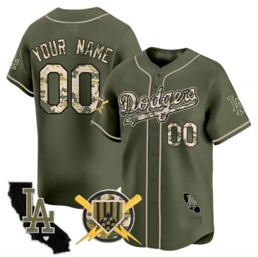 Custom LA.Dodgers Armed Forces Day Vapor Premier Limited Stitched Baseball Jerseys