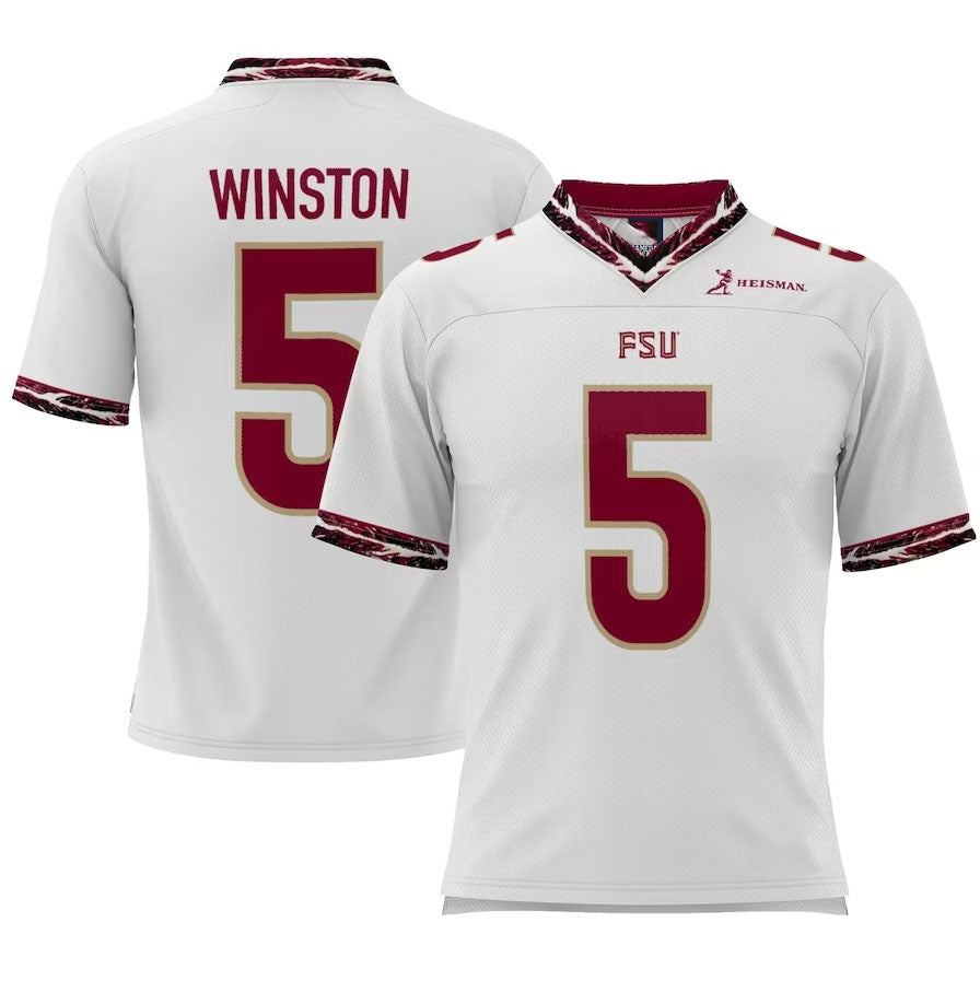 F.State Seminoles #5 Jameis Winston Player Heisman Football Jersey ¨C White American College Jerseys