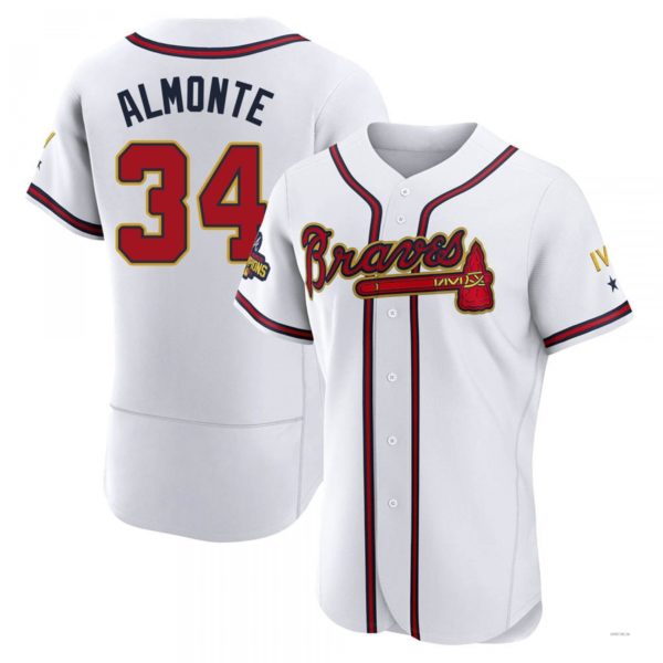 Atlanta Braves #34 Abeoeom Almonte Gold White 2022 Program Jersey Stitches Baseball Jerseys