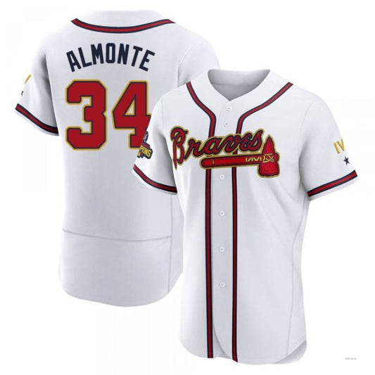 Atlanta Braves #34 Abeoeom Almonte Gold White 2022 Program Jersey Stitches Baseball Jerseys
