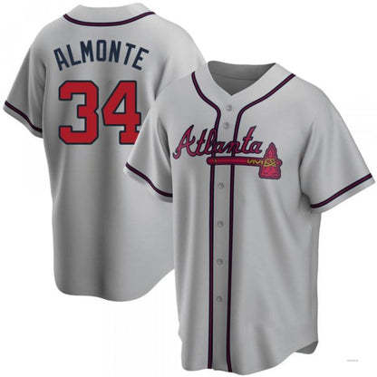 Atlanta Braves #34 Abeoeom Almonte Gray Road Jersey Stitches Baseball Jerseys