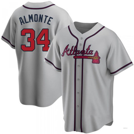 Atlanta Braves #34 Abeoeom Almonte Gray Road Jersey Stitches Baseball Jerseys