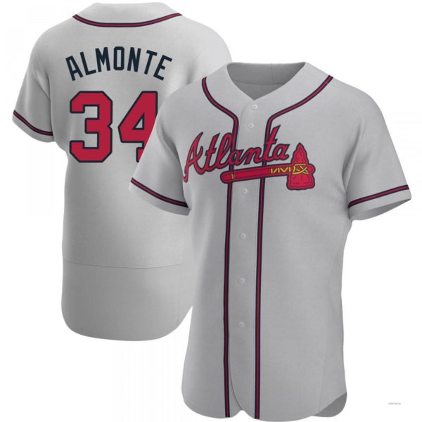 Atlanta Braves #34 Abeoeom Almonte Gray Road Jersey Stitches Baseball Jerseys