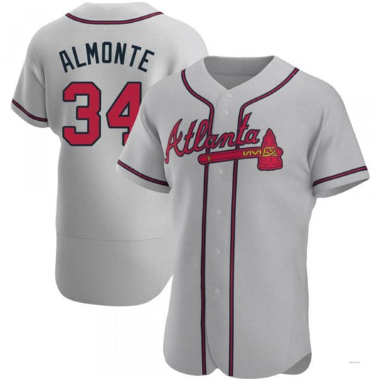 Atlanta Braves #34 Abeoeom Almonte Gray Road Jersey Stitches Baseball Jerseys