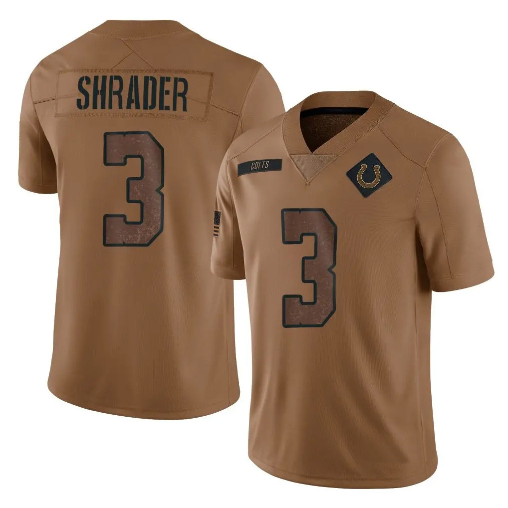IN.Colts #3 Spencer Shrader Player Brown Salute To Service Limited Football Jerseys