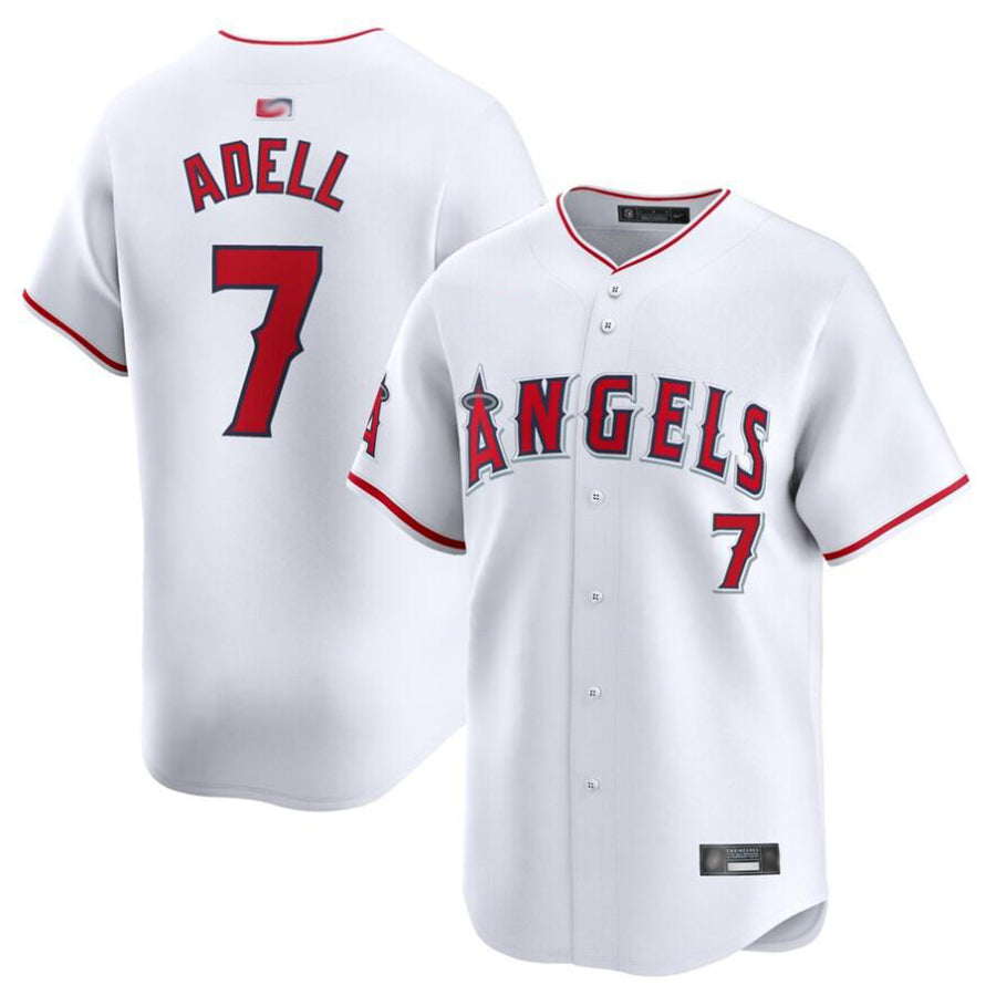 LA.Angels #7 Jo Adell Player White Home Limited Baseball Jerseys