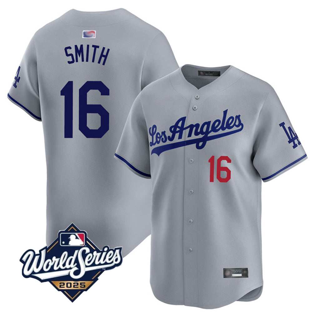 LA.Dodgers #16 Will Smith Player 2025 World Series Geay Home Game Baseball Jerseys