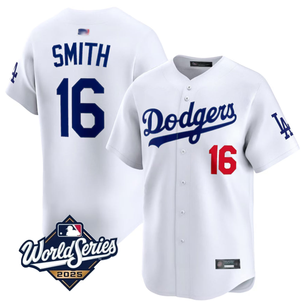 LA.Dodgers #16 Will Smith Player 2025 World Series White Home Game Baseball Jerseys