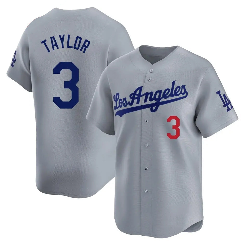 LA.Dodgers #3 Chris Taylor Player Gray Limited Game Baseball Jerseys