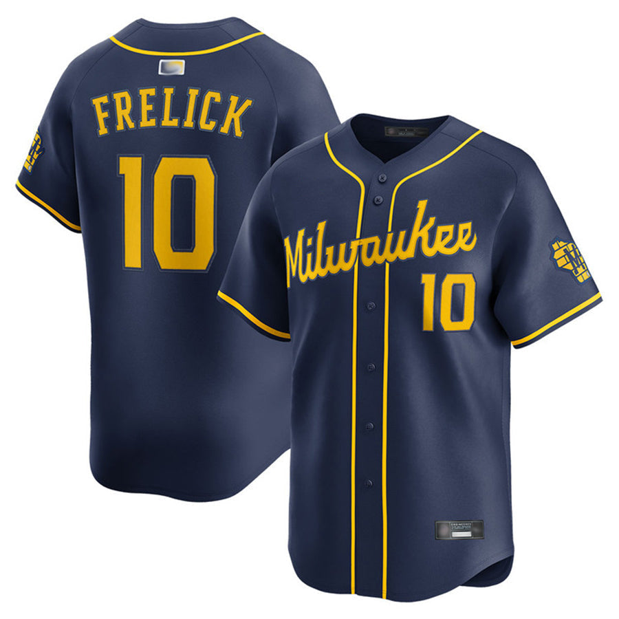 M.Brewers #10 Sal Frelick Player Navy Limited Baseball Jerseys