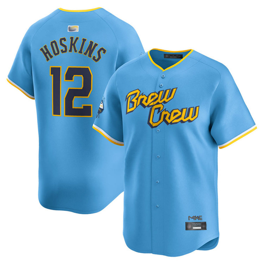 M.Brewers #12 Rhys Hoskins Player City Connect Limited Baseball Jerseys