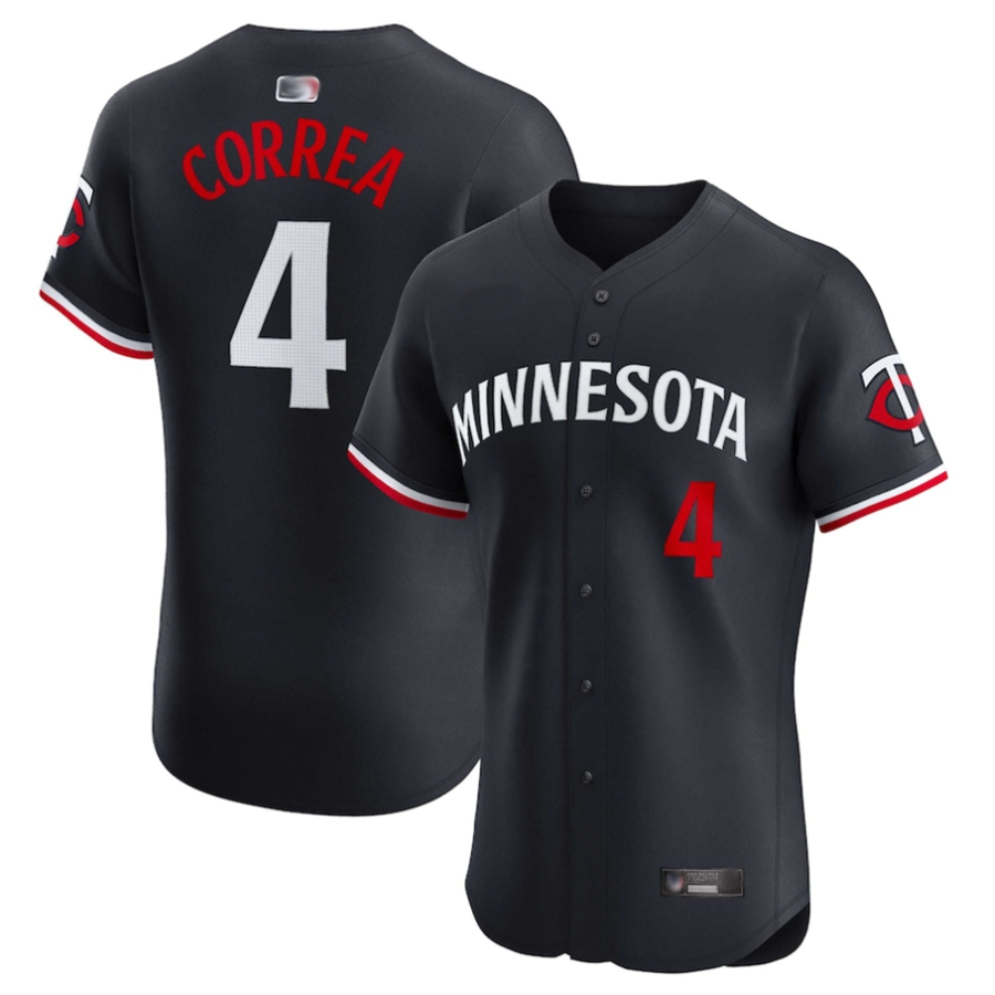 M.Twins #4 Carlos Correa Player Navy Alternate Elite Baseball Jerseys