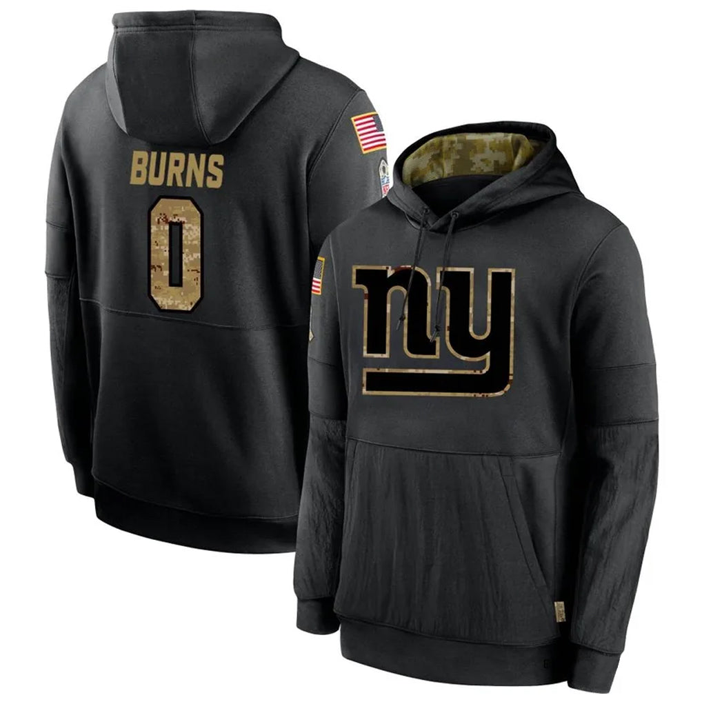 NY.Giants #0 Brian Burns Player Black Salute to Service Hoodies Football Jerseys