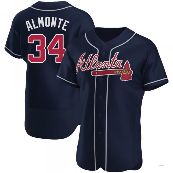 Atlanta Braves #34 Abeoeom Almonte Navy Alternate Jersey Stitches Baseball Jerseys