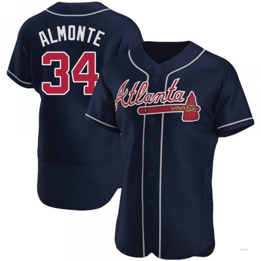 Atlanta Braves #34 Abeoeom Almonte Navy Alternate Jersey Stitches Baseball Jerseys