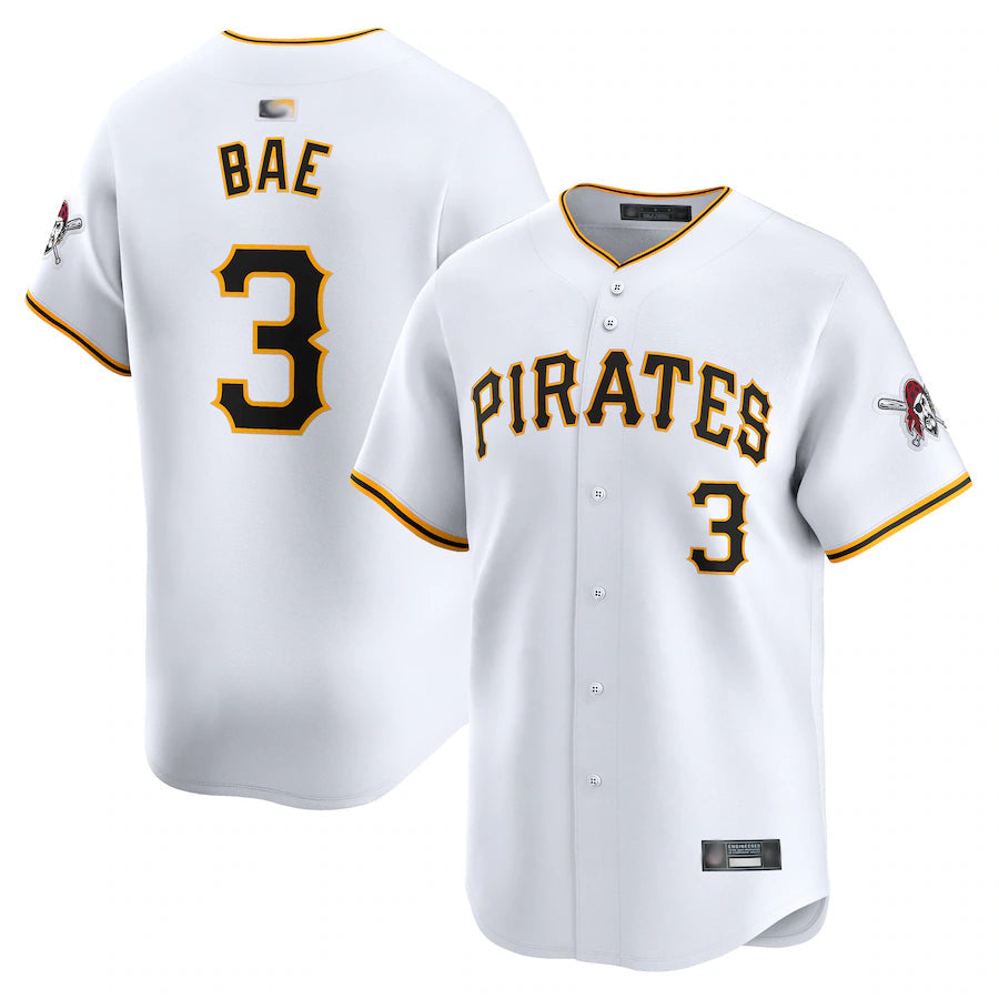 P.Pirates #3 Ji Hwan Bae Player White Home Limited Baseball Jerseys