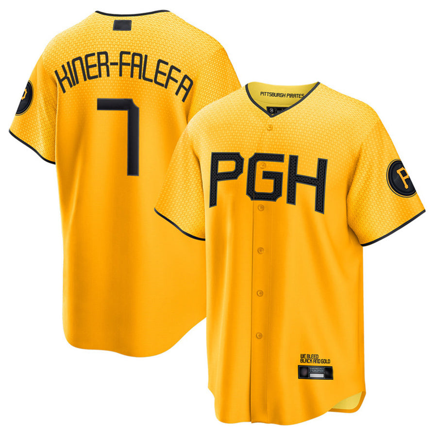 P.Pirates #7 Isiah Kiner-Falefa Player Gold City Connect Limited Baseball Jerseys