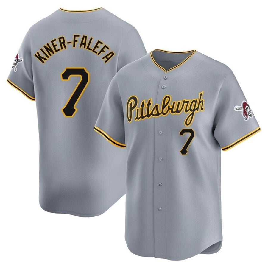 P.Pirates #7 Isiah Kiner-Falefa Player Gray Home Limited Baseball Jerseys