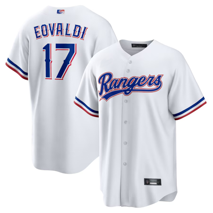 T.Rangers #17 Nathan Eovaldi Player White Home Replica Baseball Jerseys
