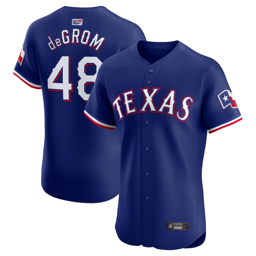 T.Rangers #48 Jacob deGrom Player Royal Elite Limited Baseball Jerseys