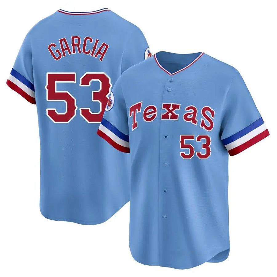 T.Rangers #53 Adolis Garcia Player Light Blue City Connect Limited Baseball Jerseys