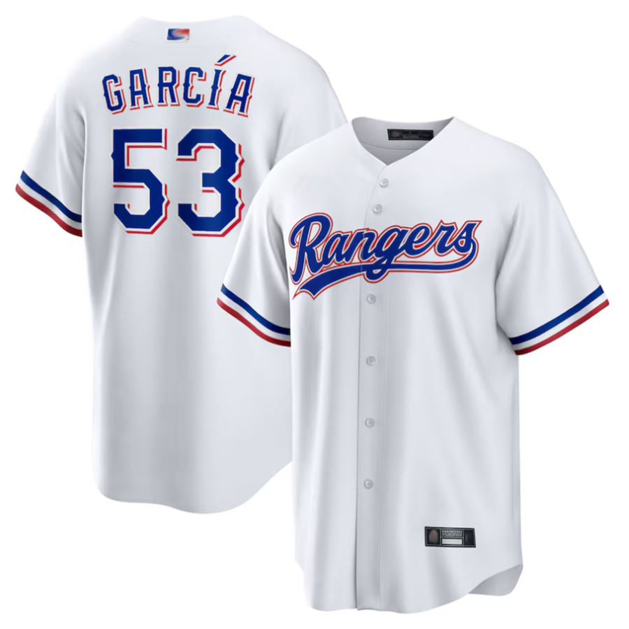 T.Rangers #53 Adolis Garcia Player White Home Replica Baseball Jerseys