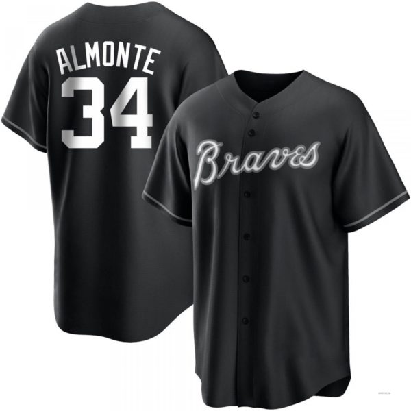 Atlanta Braves #34 Abeoeom Almonte White Black/ Jersey Stitches Baseball Jerseys