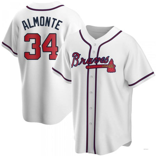 Atlanta Braves #34 Abeoeom Almonte  White Home Jersey Stitches Baseball Jerseys