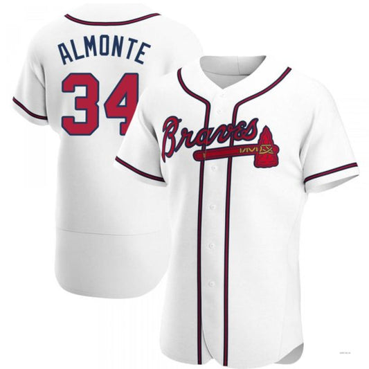 Atlanta Braves #34 Abeoeom Almonte White Home Jersey Stitches Baseball Jerseys