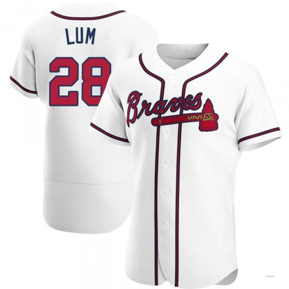 Atlanta Braves #28 Mike Lum White Home Jersey Stitches Baseball Jerseys